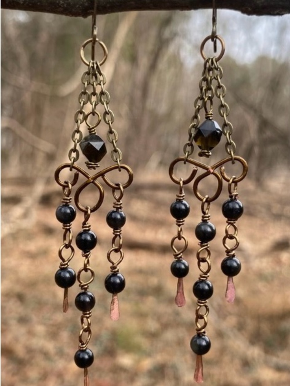 Handcrafted Rainbow Obsidian Chandelier Earrings